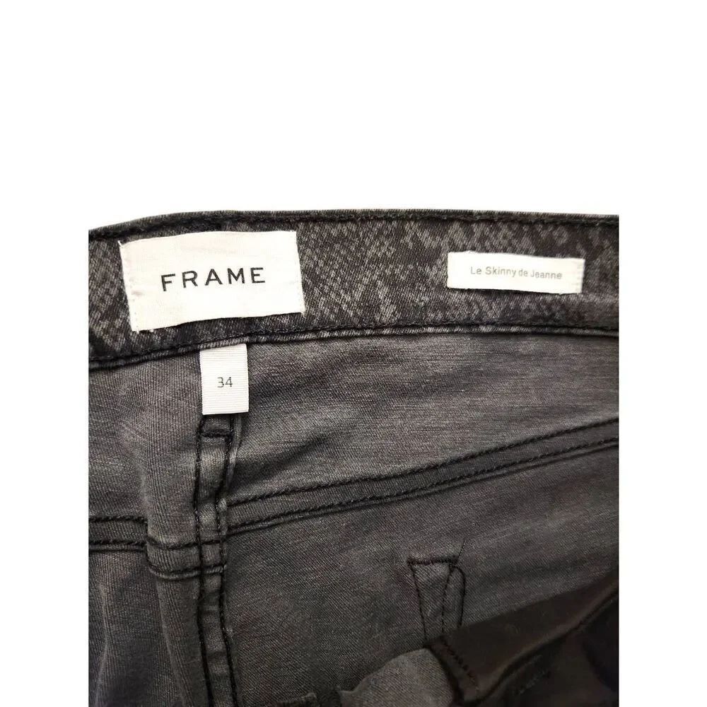 Frame 'Le Skinny de jeanne' womens jeans 34x29 black Tonal Python Stretch - Picture 3 of 9